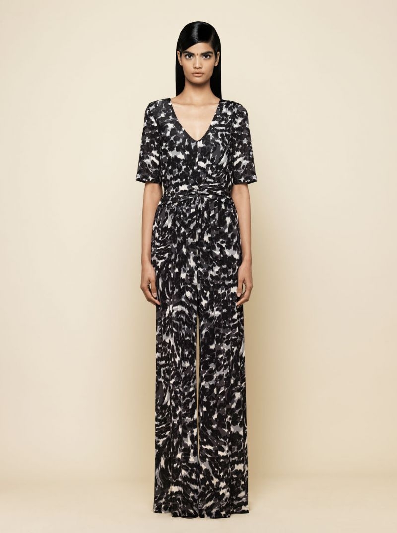 mono para boda estampado blanco y negro jumpsuit invitadas monica cordera